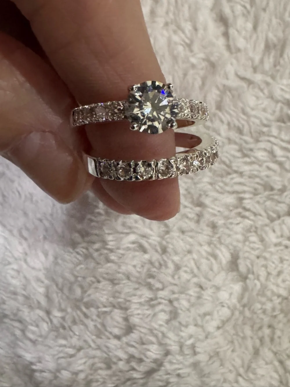 Charter Club Cubic Zirconia Engagement two ring set
